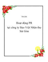 Đề tài Hoạt động PR tại công ty Bảo Việt Nhân thọ Sài Gòn