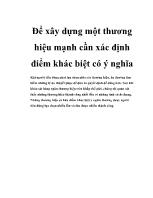 Để xây dựng một thương hiệu mạnh cần xác định điểm khác biệt có ý nghĩa