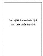 Đơn vị Kinh doanh du Lịch khai thác chiến lược PR