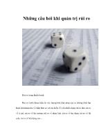 Những câu hỏi khi quản trị rủi ro