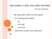 Bài giảng 4: Độc học môi trường