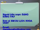 Bài giảng Marketing du lịch - Đặng Đăng Thư