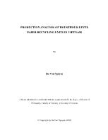 Đề tài Production analysis of household-Level paper recycling units in vietnam