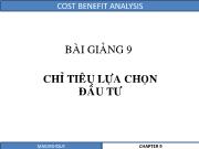 Bài giảng 9 Chỉ tiêu lựa chọn đầu tư