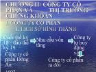 Chương II: Công ty cổ phần và thị trường chứng khoán