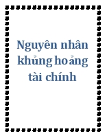 Nguyên nhân khủng hoảng tài chính