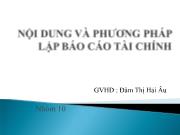 Nội dung và phương pháp lập báo cáo tài chính