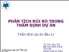 Phân tích rủi ro trong thẩm định dự án