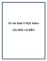 10 câu lệnh T -SQL Index cần thiết với DBA