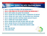 Bài 2: Cấu hình và tối ưu hệ thống MS Windows 7