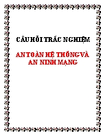 Câu hỏi trắc nghiệm An toàn hệ thống và an ninh mạng