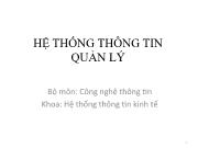 Chương 1: Tổng quan về hệ thống tin quản lý