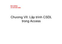 Chương VII: Lập trình CSDL trong Access