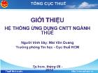 Giới thiệu Hệ thống ứng dụng công nghệ thông tin ngành thuế