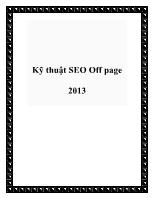Kỹ thuật SEO Off page 2013