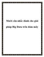 Mười cân nhắc dành cho giải pháp Big Data trên đám mây