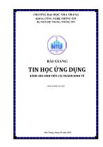 Bài giảng Tin học ứng dụng dành cho sinh viên các ngành kinh tế