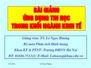 Bài giảng Ứng dụng tin học trong khối ngành kinh tế