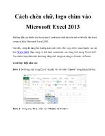 Cách chèn chữ, logo chìm vào Microsoft Excel 2013