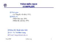 Chương 1: Giới thiệu Trình biên dịch (compiler)