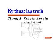 Chương 2: Các yếu tố cơ bản của C và C++