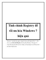 Tinh chỉnh Registry để tối ưu hóa Windows 7 hiệu quả