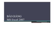 Bài giảng MS Excel 2007