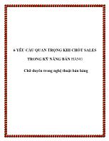 6 yêu cầu quan trọng khi chốt sales trong kỹ năng bán hàng