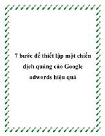 7 bước để thiết lập một chiến dịch quảng cáo Google adwords hiệu quả