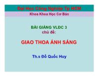 Bài giảng Vật lý đại cương 3 Chủ đề: Giao thoa ánh sáng