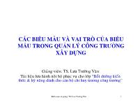 Các biểu mẫu và vai trò của biểu mẫu trong quản lý công trường xây dựng
