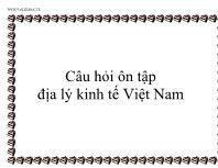 Câu hỏi ôn tập địa lý kinh tế Việt Nam