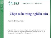 Chọn mẫu trong nghiên cứu - Nguyễn Trương Nam