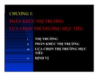 Chương 5: Phân khúc thị trường lựa chọn thị trường mục tiêu