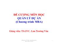 Đề cương môn học quản lý dự án