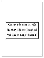 Giá trị xúc cảm và việc quản lý các mối quan hệ với khách hàng (phần 1)