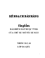 Kế hoạch bán hàng sản phẩm bảo hiểm bắt buộc trách nhiệm dân sự của chủ xe mô tô - Xe máy