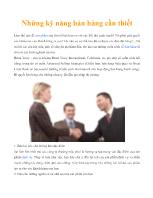 Những kỹ năng bán hàng cần thiết