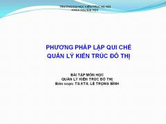 Phương pháp lập qui chế quản lý kiến trúc đô thị