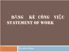 Bảng kê công việc statement of work