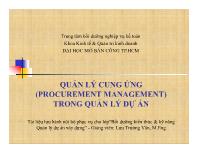 Quản lý cung ứng (procurement management) trong quản lý dự án