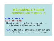 Bài giảng lý sinh - Chương I: Nhiệt sinh học