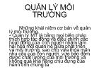 Bài giảng Quản lý môi trường