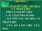 Chương 1 Phân loại dữ liệu, mã hóa và nhập liệu