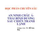 An ninh Châu Á - Thái bình dương sau chiến tranh lạnh