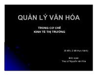 Bài giảng Quản lý văn hóa trong cơ chế kinh tế thị trường