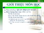 Bài giảng Quản trị sản xuất