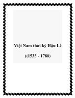 Bài giảng Việt Nam thời kỳ Hậu Lê ((1533 - 1788)