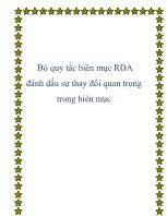 Bộ quy tắc biên mục RDA đánh dấu sự thay đổi quan trọng trong biên mục