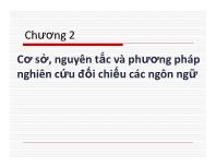 Cơ sở, nguyên tắc và phương pháp nghiên cứu đối chiếu các ngôn ngữ